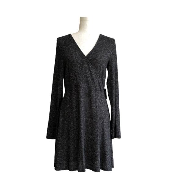 Express Dress Charcoal Gray Jersey Long Sleeve Surplice V- Neck Dress Medium NEW - Picture 11 of 11